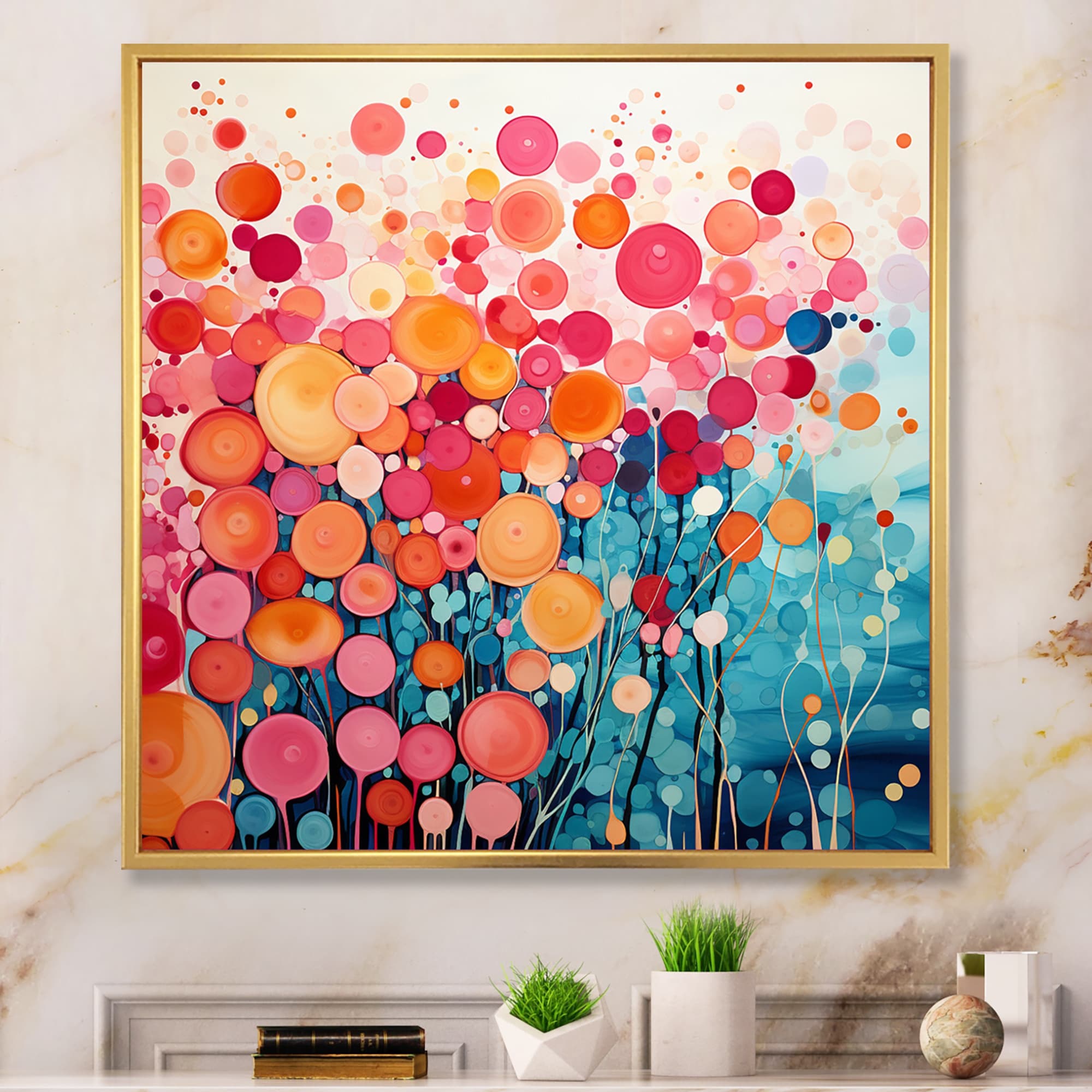 Designart "Coral Oasis I" Abstract Landscape Framed Wall Decor On Sale Bed Bath & Beyond